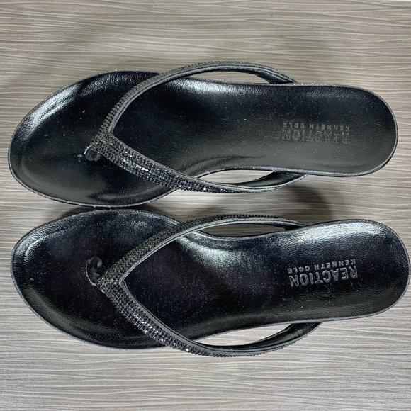 Kenneth Cole Reaction Great Time Wedge Flip-Flop, Black, Womens Size 7.5 M - Picture 10 of 12